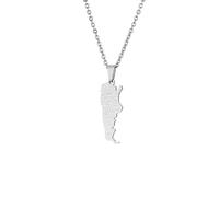 Collana con Ciondolo con Mappa Dell'Argentina - Dichiarazione Nome della Città in Tinta Unita Mappa Contorno Catena Clavicola, Regali di Viaggio per Donne Uomo Design Senso Gioi