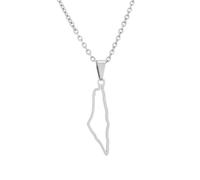 Collana Con Ciondolo Con Mappa Di Israele Per Uomo E Donna, Collana Con Ciondolo Cavo Minimalista Con Bordo Nazionale, Catena Di Maglione Di Amicizia Patriottica In Stile Etnico Hip-Hop, Bianco, 50 C