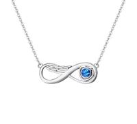 Collana con ciondolo con nome e pietra natale per donna, collane con nome personalizzate Collana con ciondolo a forma di ali d'angelo e pietra natale gioielli commemorativi personalizzati