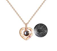 Collana con ciondolo con scritta "I Love You in 100 Languages" (lingua italiana non garantita), con significato in confezione regalo, Oro Rosa
