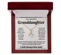 Collana con ciondolo con scritta in lingua inglese "To My Granddaughter from Grandma", regalo di compleanno, laurea, Natale da parte dei nonni, con biglietto con messaggio e confezione regalo, Acciaio