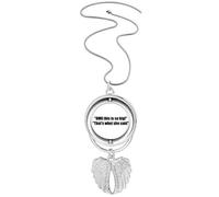 Collana con ciondolo con scritta "This is so big", con ali d'angelo, con scritta in inglese "