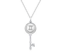 Collana con Ciondolo Costellazione Donna: in Argento Sterling 925 Gemini Chiave Collane Pendente Retrò Punk Ciondoli Astrologia Galassia, Moda Oroscopo Gioielli Regalo di Compleanno per Ragazze