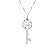 Collana con Ciondolo Costellazione Donna: in Argento Sterling 925 Libra Chiave Collane Pendente con Zirconi, Ciondoli Astrologia Galassia, Oroscopo Gioielli Regalo di Compleanno per Ragazze…