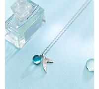 Collana con ciondolo da donna, collana con ciondolo a forma di pesce azzurro, elegante, romantico e alla moda, in argento sterling 925, per donne, amanti, fidanzate.