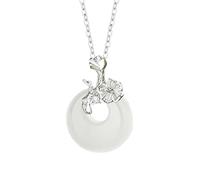 Collana con Ciondolo Da Donna, Collana In Argento Sterling 925, Ciondolo Guardiano con Dodici Divinità Floreali E Calcedonio Bianco, Gioielli Da Donna E Bambina, Regalo Di Maggio con Fiore Di Melog