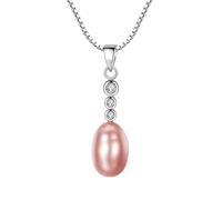 Collana con ciondolo da donna in argento 925, collana lunga con perle e zirconi, gioielli alla moda, elegante argento, 400+50 x 7 x 25MM, Perla Zirconia cubica