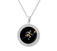 Collana con ciondolo da donna raffigurante il dio Ercole, in oro e argento, con immagine e design circolare.