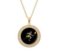 Collana con ciondolo da donna raffigurante il dio Ercole, in oro e argento, con immagine e design circolare.