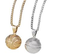Collana con Ciondolo da Pallacanestro, Catena in Acciaio Inossidabile Collana Sportiva Moda Amanti del Basket Fan Collana con Ciondolo Gioielli Hip-Hop per Ragazzi Uomini Ragazze Donne Fashion