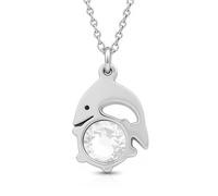 Collana con Ciondolo Delfino e Strass | Simbolo di Libertà, Gioia e Protezione | Acciaio Inossidabile con Pietra Lucente | Regalo per Donna e Ragazza Amante del Mare
