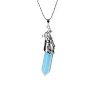 Collana Con Ciondolo Di Cristallo Di Lupo Per Uomo, Collana Con Pietre Preziose Naturali Avvolte A Testa Di Lupo, Stile Gotico Punk Rock, Accessori Per Gioielli Da Donna E Uomo, Opale