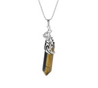 Collana Con Ciondolo Di Cristallo Di Lupo Per Uomo, Testa Di Lupo Avvolta, Colonne Esagonali, Collana Con Pietre Preziose Naturali, Stile Gotico Punk Rock, Accessori Per Gioielli Per Donna E Uomo, O