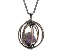 Collana Con Ciondolo Di Cristallo Grezzo Irregolare Per Donne E Uomini, Con Medaglione Curativo Avvolto In Filo, Gabbia, Collana Di Cristallo, Catena Energetica, Gioielli Regalo, Ametista, Catena An