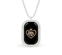 Collana con ciondolo di diamanti bianchi quadrati lucidi "Tanti auguri a me" per donna, regalo di gioielli con ca e ciondolo di diamanti