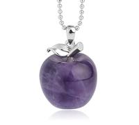 Collana Con Ciondolo Di Mela Di Cristallo Naturale Per Le Donne, Collana Di Guardiano Dell'Energia Dell'Opale Di Ametista Di Cristallo, Gioielli Con Ciondolo Di Mela Con Pietra Di Nascita Naturale Cr