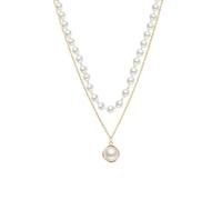 Collana con ciondolo di perle da donna girocollo di perle d'oro Collana a goccia a doppio strato ciondolo con ciondolo di tendenza semplice perline alla moda matrimonio gioielli da donna regali per la