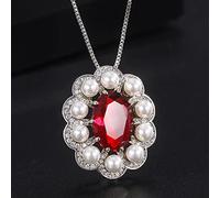 Collana con Ciondolo di Perle di Rubino e Acquamarina da 10 * 14 mm per Gioielli da Donna con Pietre preziose, Accessori da Regalo Femminili