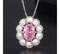 Collana con Ciondolo di Perle di Rubino e Acquamarina da 10 * 14 mm per Gioielli da Donna con Pietre preziose, Accessori da Regalo Femminili