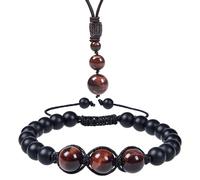 Collana con Ciondolo di Perline di Cristallo e Set di Gioielli con Bracciale Per Donne e Uomini,Collana con Pietra Naturale Curativa Reiki,Braccialetto Intrecciato,Gioielli Energetici,Regali,Pietra O