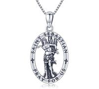Collana con ciondolo di San Michele, San Cristoopera, San Sebastiano, Guadalupe, angelo custode, Santa Muerte, Giude, Giuseppe, in argento Sterling 925, per uomini e donne, amuleti religiosi cattolici
