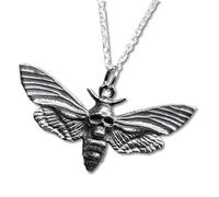 Collana con ciondolo falena falco testa di morte in argento 925 dettagliato c...