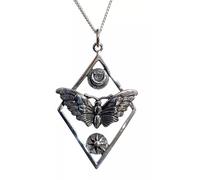 Collana con ciondolo falena lunare amuleto sole luna gioielli e scatola in ar...