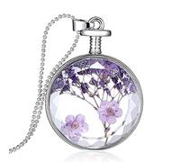 Collana con Ciondolo Fatta a Mano con Fiori secchi Naturali, Gioielli con Collana di Bottiglie Rotonde in Vetro Fashion Professionals