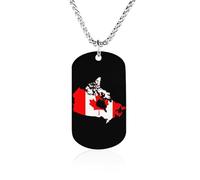 Collana con ciondolo in acciaio al titanio stampato con mappa della bandiera del Canada, alla moda, con targhetta per cani, per uomini e donne
