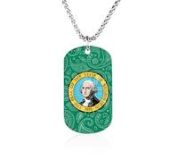 Collana con ciondolo in acciaio al titanio stampato con motivo cachemire con bandiera dello Stato di Washington, alla moda, per uomini e donne