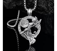 Collana con Ciondolo in Argento Raffigurante la dea Greca Atena, in Acciaio Inossidabile, per Uomo e Donna