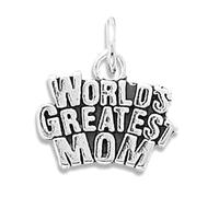 Collana con ciondolo in argento Sterling 925 con ciondolo a forma di mamma con scritta "Worlds Greatest Mom", misura 9 x 21 mm, gioiello da donna