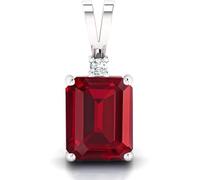 Collana con ciondolo in argento Sterling 925 con rubino rosso astrologico da 4,75 carati e diamanti americani certificati naturali, da donna