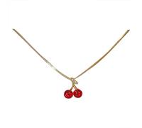 Collana con ciondolo in argento sterling con pietra rossa ciliegia Collana con catena a onde d'acqua Collezione Lyne Collane iniziali