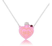 Collana con Ciondolo in Bottiglia di Cuore con Pozione d'Amore D Botiglia Rosa Ali d'Angelo Collane di Cristallo per Donne Amanti Gioielli Romantici