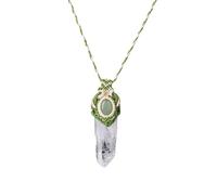 Collana con Ciondolo In Cristallo Bianco Naturale per Donna E Uomo Cordoncino Regolabile con Ciondolo Ovale In Pietra Preziosa, Amuleto per Meditazione, Energia, Gioielli, Regali, Avventurina