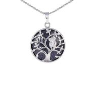 Collana Con Ciondolo In Cristallo Con Pietra Preziosa Dell'Albero Della Vita E Grazioso Gufo, Pietre Semipreziose Curative Naturali, Collana Con Chakra Reiki, Regalo Per Amici, Donne E Uomini, Blues