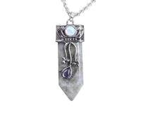 Collana con Ciondolo in Cristallo di Ametista Naturale Per Donne e Uomini|Ciondolo con Pietra Preziosa Conica Per Bilanciamento Reiki,Amuleto Antistress e Ansia,Gioielli Da Regalo in Labradorite