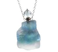 Collana con Ciondolo In Cristallo Grezzo Naturale per Donna E Uomo, Diffusore Di Oli Essenziali, Bottiglia Di Profumo, Ciondolo In Cristallo Grezzo Di Fluorite Verde, Catena Energetica A Spirale, Gi