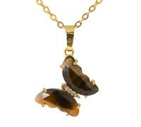 Collana Con Ciondolo In Cristallo Naturale Da Donna, Con Ciondolo A Forma Di Farfalla In Cristallo, Intarsi In Zirconia Cubica, Con Catena In Oro, Gioielli Da Regalo Per Donne, Madre E Figlia, Pietr
