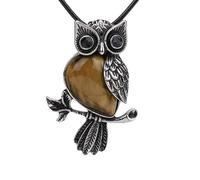 Collana Con Ciondolo In Cristallo Vintage, Pietra Naturale, Ciondolo In Cristallo A Forma Di Gufo Con Cordino In Pelle, Collana, Gioielli, Regali Per Donne, Uomini, Coppie, Amici, Occhio Di Tigre