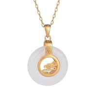 Collana con ciondolo in giada bianca naturale della tradizione cinese