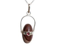 Collana con ciondolo in granato Shiva Lingam pietra preziosa catena in...