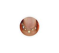 Collana con ciondolo in oro da donna con ciondolo a forma di conchiglia e stella marina, collana estiva, gioielli da spiaggia, collana bohémien, collana girocollo con perle e clip di carta dorata