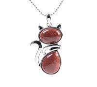Collana Con Ciondolo In Pietra Arenaria Naturale Per Le Donne - Ciondolo Da Donna Collana Con Ciondolo In Pietra Arenaria Rossa Collana Con Gatto Carino Per Il Tempo Libero Incontri Ciondolo Gioi