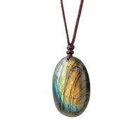 Collana con ciondolo in pietra calcarea grezza, gioiello naturale con pietre preziose in stile libertà, collana fatta a mano, protezione spirituale con ciondolo labradorite