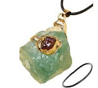 Collana con ciondolo in pietra grezza, ciondolo in pietra grezza con pietre preziose, collana con ametista curativa, gioiello da donna per collo, Refer to description, Unisex