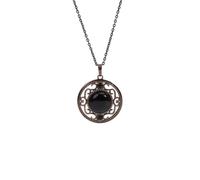 Collana con ciondolo in pietra naturale semplice in stile retrò con perline cave intarsiate in cristallo rosso ossidiana, unisex, da indossare tutti i giorni, a catena - 1 pezzo, ossidiana, taglia