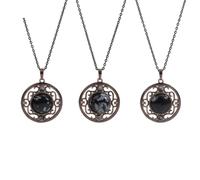 Collana con ciondolo in pietra naturale semplice in stile retrò con perline cave intarsiate in cristallo rosso ossidiana, unisex, da indossare tutti i giorni, a catena - 1 pezzo, alabastro, taglia