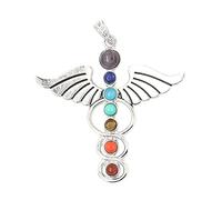Collana con ciondolo in pietra semipreziosa, for uomo e donna, simbolo dell'aura, sette chakra, ali, regalo, 1 pezzo(AngelWings)